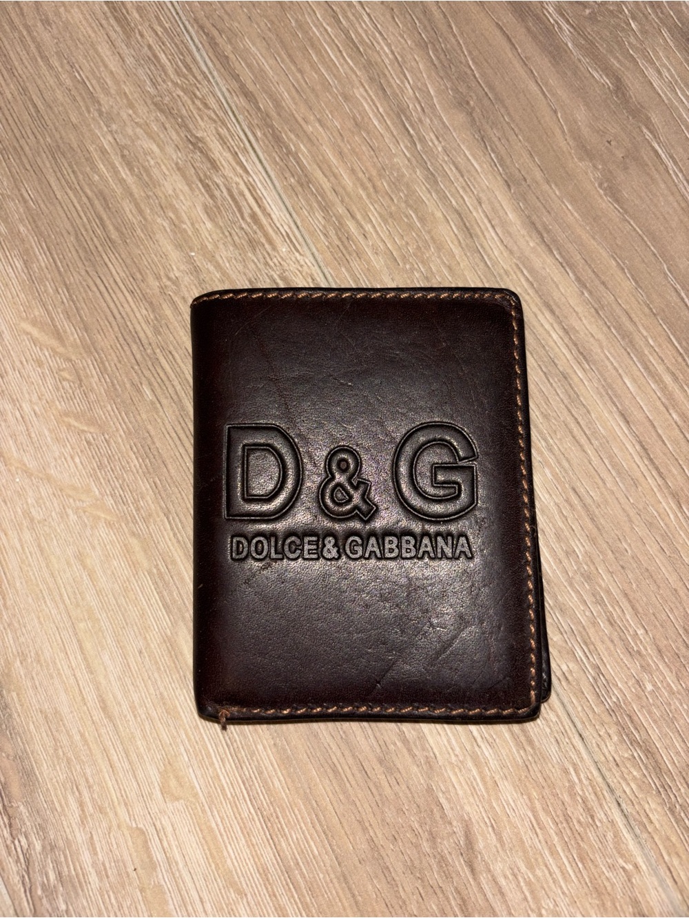 Vintage Dolce & Gabbana Brown Embossed Leather Wallet